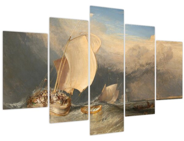 Slika - William Turner, Fishing Boats with Hucksters Bargaining for Fish, reprodukcije (150x105 cm)