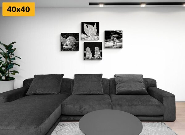 Set slika anđelci u crno-bijelom dizajnu