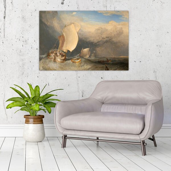 Slika - William Turner, Fishing Boats with Hucksters Bargaining for Fish, reprodukcije (90x60 cm)
