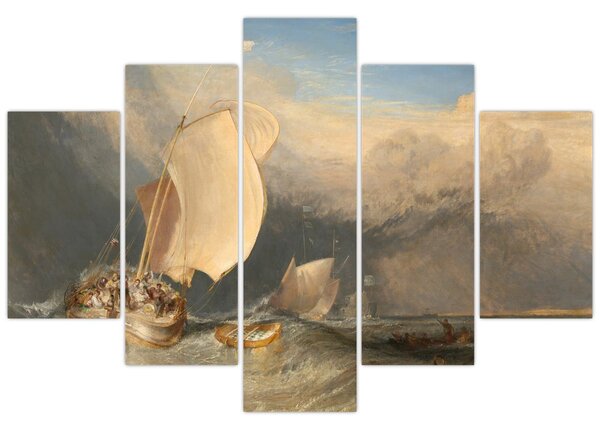 Slika - William Turner, Fishing Boats with Hucksters Bargaining for Fish, reprodukcije (150x105 cm)