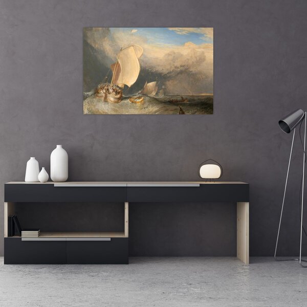 Slika - William Turner, Fishing Boats with Hucksters Bargaining for Fish, reprodukcije (90x60 cm)