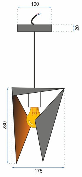 STROPNA SVJETILJKA TROKUTASTA GEOMETRIJSKA CRNA APLIKACIJA APP253-1CP
