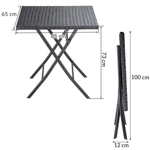 Sklopivi vrtni stol Rom od poliratana s čeličnim okvirom 75 × 65 × 65 cm
