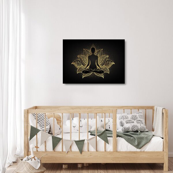 Staklena slika silhuete v lotosovem cvetu (70x50 cm)