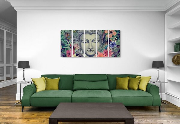 5-dijelna slika Buddha na egzotičnoj pozadini