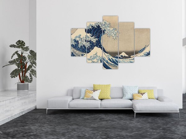 Slika - Katsushika Hokusai, Under the Wave off Kanagawa, reprodukcije (150x105 cm)