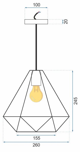 TROKUTASTA GEOMETRIJSKA STROPNA SVJETILJKA CRNA APP252-1CP