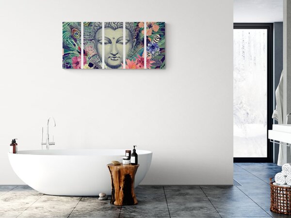 5-dijelna slika Buddha na egzotičnoj pozadini