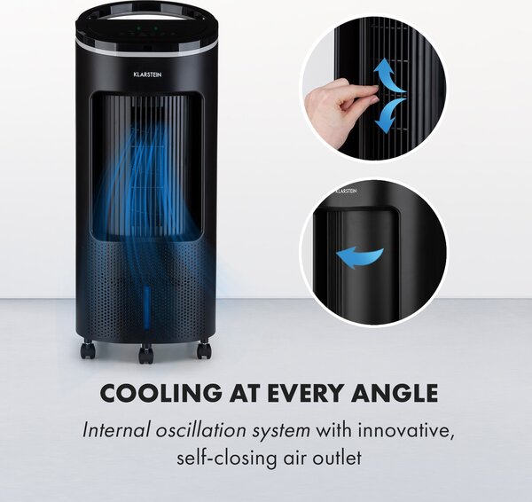 Klarstein IceWind Plus, 4 u 1 rashlađivač zraka, ventilator, ovlaživač zraka, pročistač zraka, 330 m³ / h, 65 W, 7 litara, 4 brzine, oscilacija, ionizator, tajmer, daljinski upravljač, mobitel