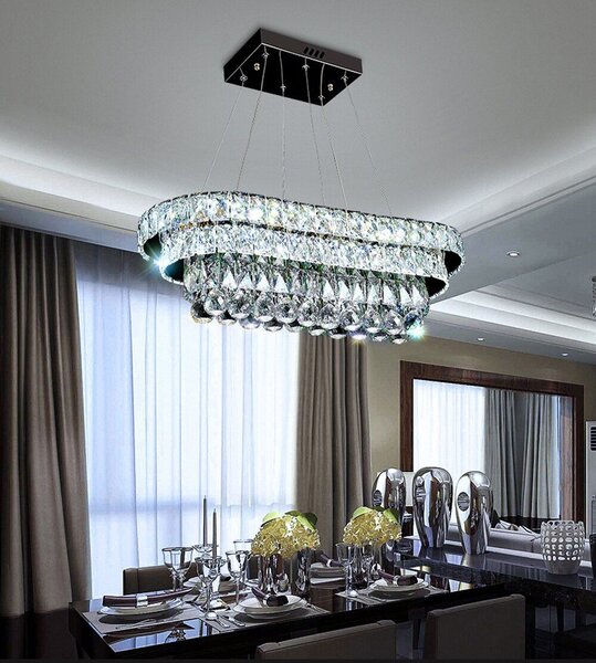 Viseča stropna svjetiljka Crystal LED 102W Daljinski upravljač APP417-CP