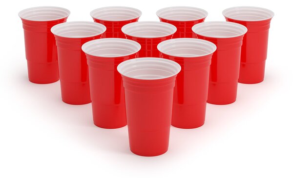 BeerCup Nadal 16 Oz, set crvenih i plavih šalica za zabavu, dvije boje, uključujući kuglice i pravila