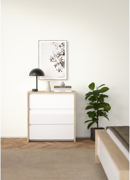 Bijela/u prirodnoj boji komoda u dekoru hrasta 80x84x48 cm Next – Tvilum
