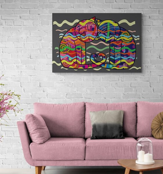 Slika zaljubljene mačke u pop art stilu