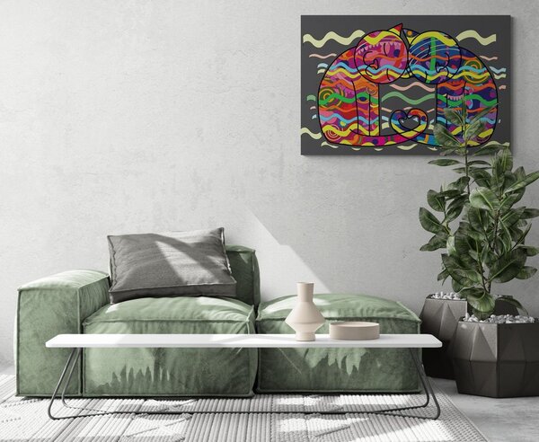 Slika zaljubljene mačke u pop art stilu
