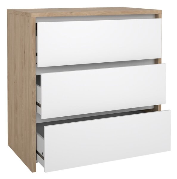 Bijela/u prirodnoj boji komoda u dekoru hrasta 80x84x48 cm Next – Tvilum