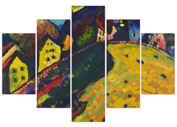 Slika - Vasily Kandinsky, Houses at Murnau, reprodukcije (150x105 cm)