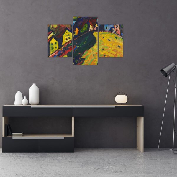 Slika - Vasily Kandinsky, Houses at Murnau, reprodukcije (90x60 cm)