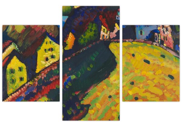 Slika - Vasily Kandinsky, Houses at Murnau, reprodukcije (90x60 cm)