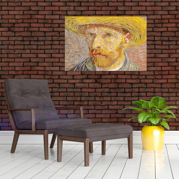 Slika - Vincent van Gogh, Self-Portrait with a Straw Hat (The Potato Peeler), reprodukcije (90x60 cm)