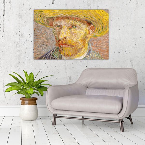 Slika - Vincent van Gogh, Self-Portrait with a Straw Hat (The Potato Peeler), reprodukcije (90x60 cm)