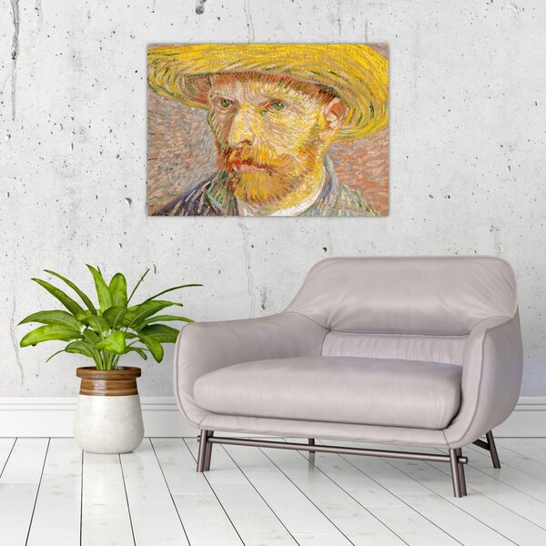 Slika - Vincent van Gogh, Self-Portrait with a Straw Hat (The Potato Peeler), reprodukcije (70x50 cm)