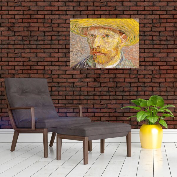 Slika - Vincent van Gogh, Self-Portrait with a Straw Hat (The Potato Peeler), reprodukcije (70x50 cm)