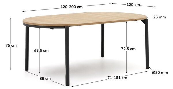 Okrugli proširiv blagovaonski stol u dekoru hrasta ø 120 cm Montuiri – Kave Home