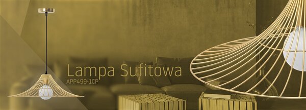 Stropna viseća svjetiljka ravno okrugla Loft Zlato APP499-1CP