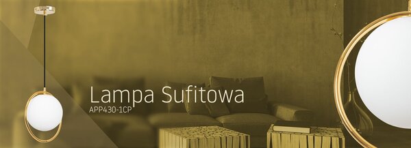 Stropna viseća svjetiljka Staklena kugla bijelo zlato APP430-1CP