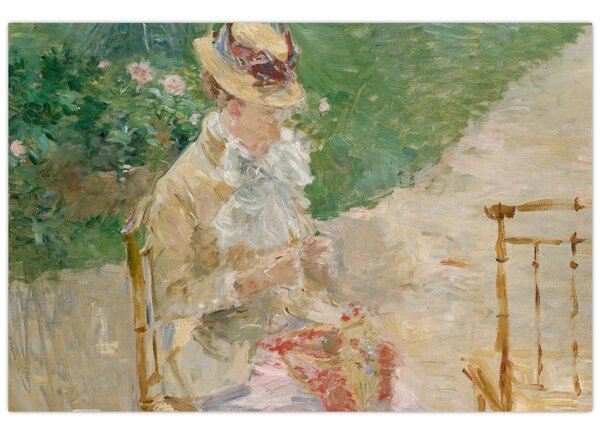 Slika - Berthe Morisot, Young Woman Knitting, reprodukcije (90x60 cm)