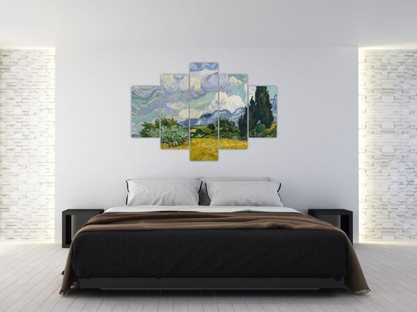 Slika - Vincent van Gogh, Wheat Field with Cypresses, reprodukcije (150x105 cm)