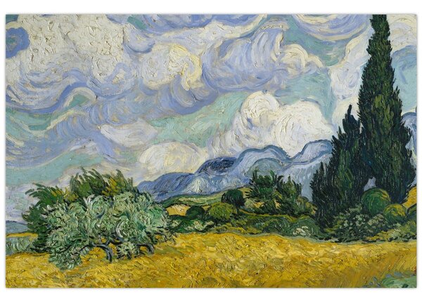 Slika - Vincent van Gogh, Wheat Field with Cypresses, reprodukcije (90x60 cm)
