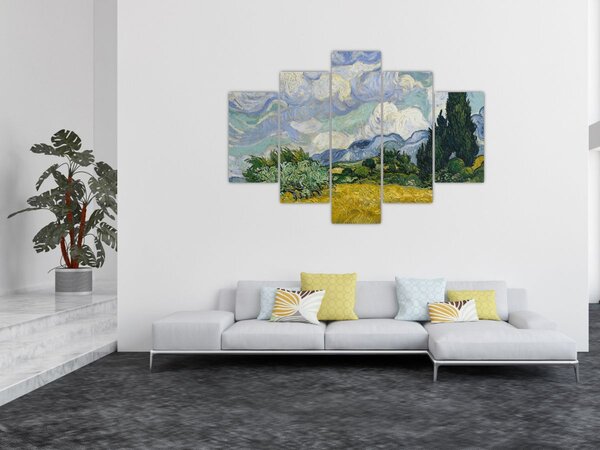 Slika - Vincent van Gogh, Wheat Field with Cypresses, reprodukcije (150x105 cm)