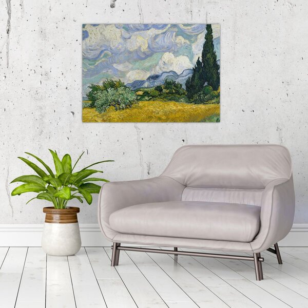 Slika - Vincent van Gogh, Wheat Field with Cypresses, reprodukcije (70x50 cm)