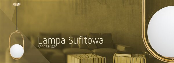 Stropna viseća svjetiljka Staklena kugla bijelo zlato APP473-1CP