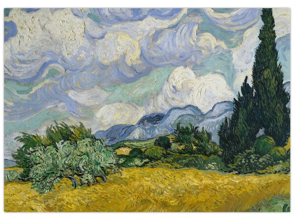 Slika - Vincent van Gogh, Wheat Field with Cypresses, reprodukcije (70x50 cm)