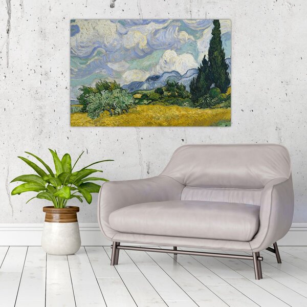 Slika - Vincent van Gogh, Wheat Field with Cypresses, reprodukcije (90x60 cm)