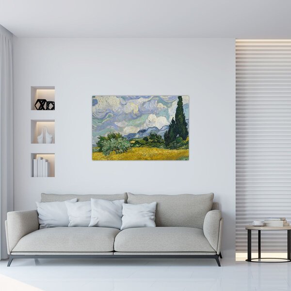 Slika - Vincent van Gogh, Wheat Field with Cypresses, reprodukcije (90x60 cm)