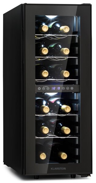 Klarstein Shiraz 12 Duo hladnjak za vino 2 zone 42L/12 boca 5-12 / 12-18 °C Touch