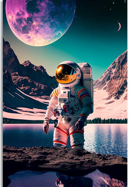 Slika astronaut na površini nepoznatog planeta