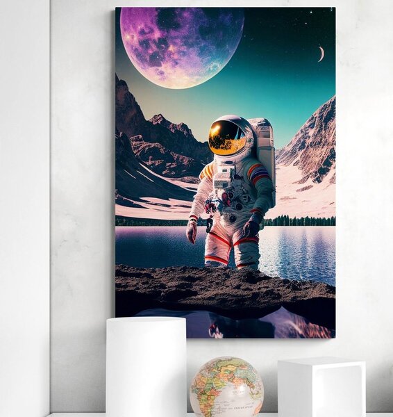 Slika astronaut na površini nepoznatog planeta