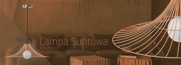 Stropna viseća svjetiljka ravno okrugla Loft Ružičasto zlato APP483-1CP