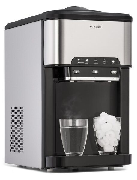 Klarstein Vodeni ledomat 3 u 1: kockice leda, dispenzer vode: topla i hladna 20 kg/24h