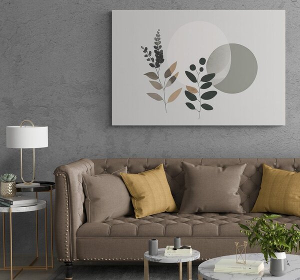 Slika minimalistički listovi s boho pozadinom