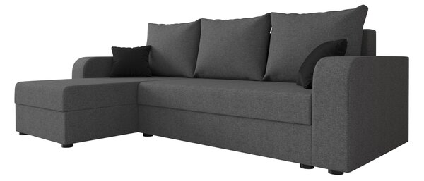 Razvlačna kutna garnitura L VALERIO 238x140 cm, tamno siva + 2 jastuka GRATIS, univerzalna