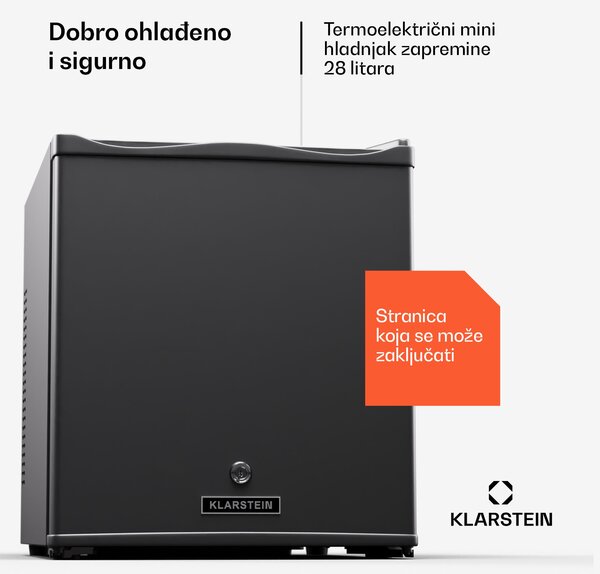 Klarstein Matterhorn 28, mini hladnjak, 28 litara, 35 dB, kompaktan, na zaključavanje