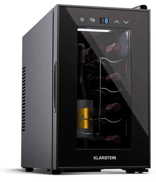 Klarstein Shiraz 8 Uno, vertikalni hladnjak za vino, 8 boca, 8 - 18 °C, kontrola na dodir