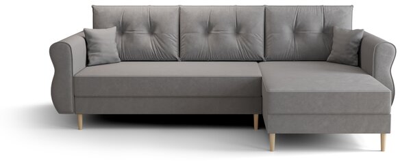 Razvlačna kutna garnitura L SILVIANO 230x140 cm, siva, univerzalna