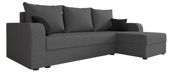 Razvlačna kutna garnitura L VALERIO 238x140 cm, tamno siva + 2 jastuka GRATIS, univerzalna