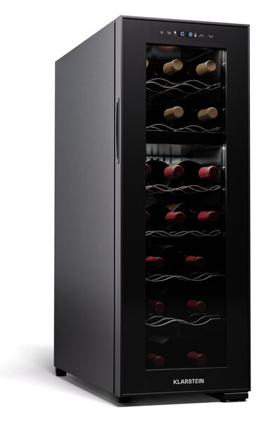 Klarstein Shiraz 18 Duo, hladnjak za vino, 2 zone, 53 l/18 boca, 5-18 / 5-18 °C, upravljanje na dodir
